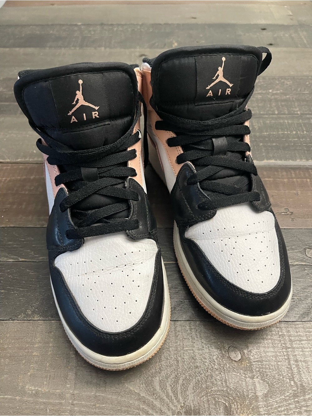 Nike Kids' High-Top Sneakers — Black & White with Pink Accent